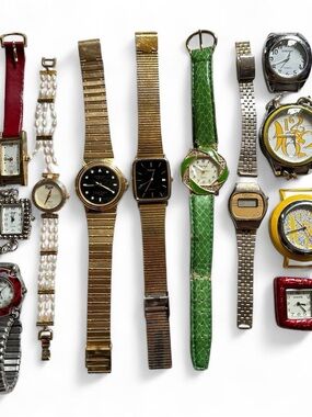 Vintage Gold and Green Mixed Metal Fashion Watch Set - Assorted Styles